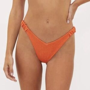 NEW Beach Riot Phoebe Orange Sunshine Haze Scrunch $88 Bikini Bottom Only Medium